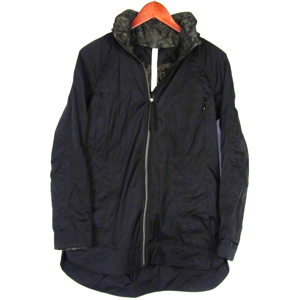 Lululemon 100% Nylon Zip-Up Hooded Camo Lined Casual Rain‎ Jacket Women's 6